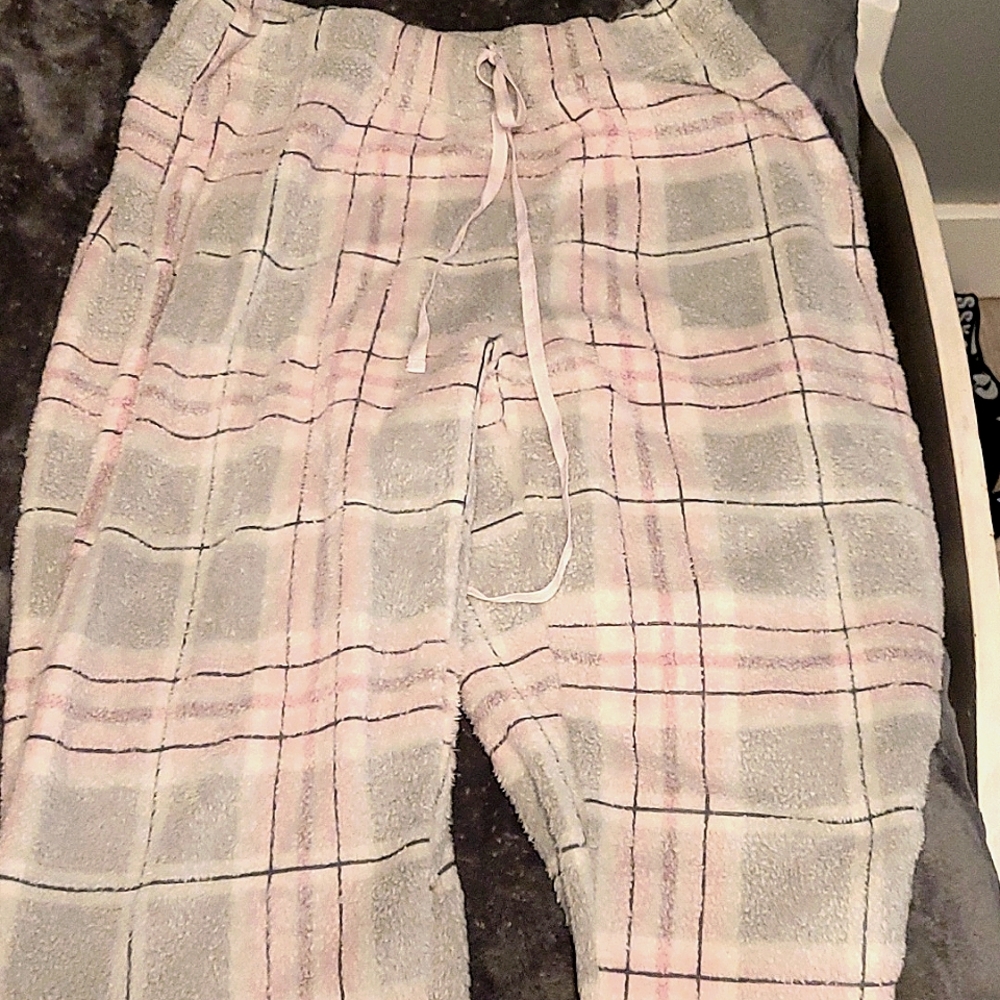 Pink plaid pajama pants